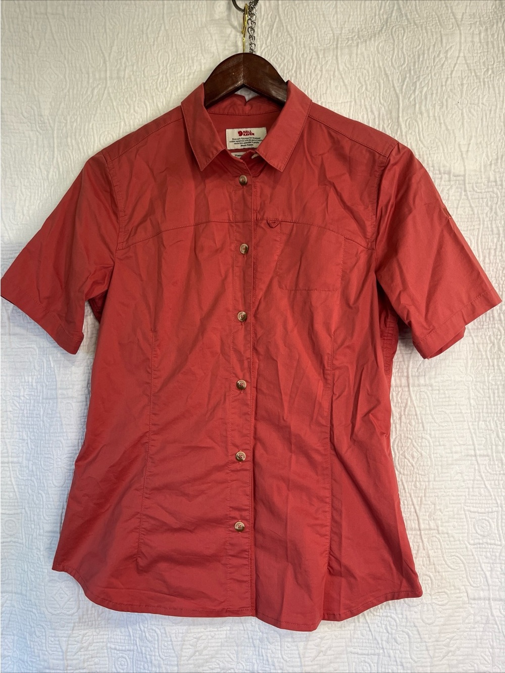 Fjällräven Womens M High Coast Stretch Shirt SS Snap Terracotta Outdoor Sporty